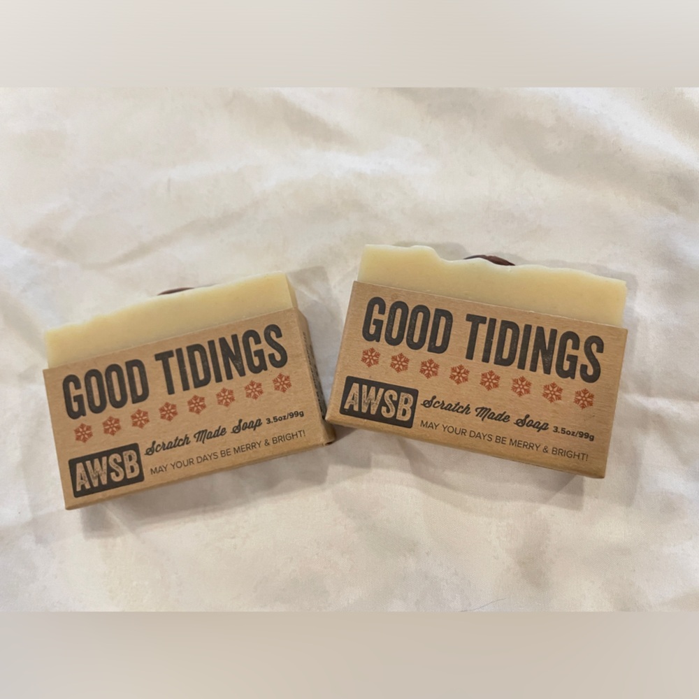AWSB Good Tidings Christmas Handmade Soap Set 2 Patchouli Orange Almond 3.5oz